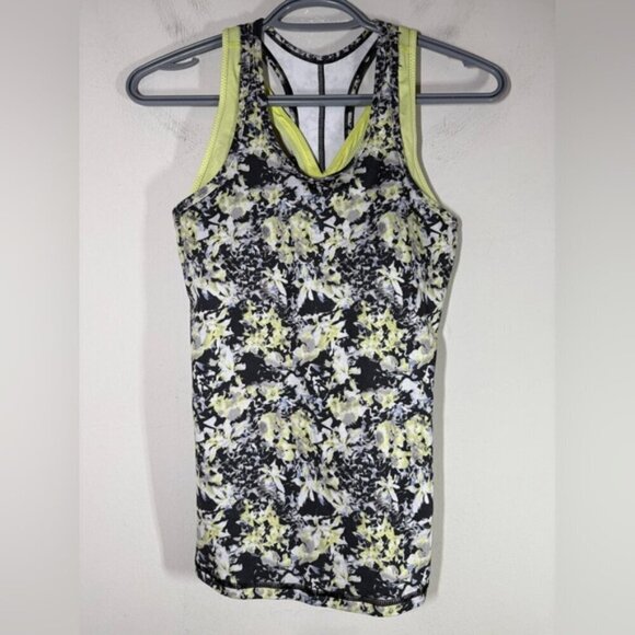 Lululemon Inspiration Tank II Crosscourt Petal Black Clarity Yellow size 4 - Picture 7 of 10